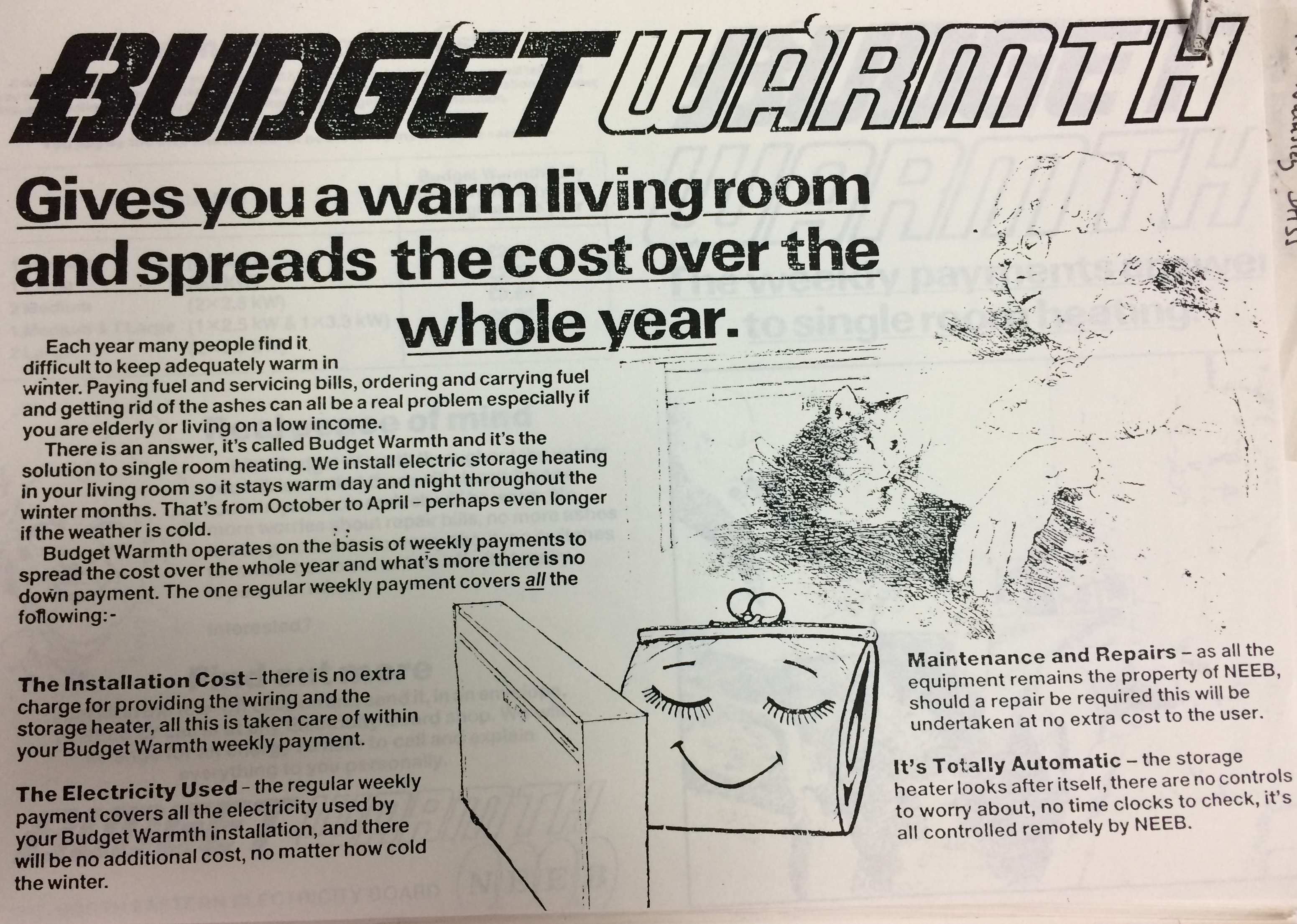 Figure 1: North Eastern Electricity Board leaflet promoting Budget Warmth (North Eastern Electricity Board, Box Number 146/157, 1986, National Archives, London) P. 9