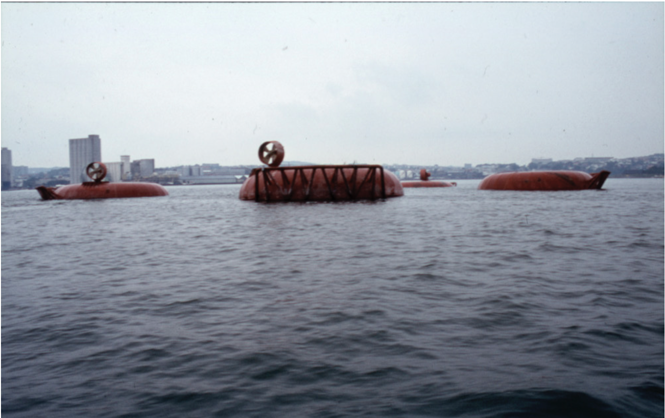 Figure 3: After the capsizing. The rig was towed ashore upside down. Only the buoyancy elements on the columns were visible. Stavanger Drilling II AS & Co owned this rig as a limited partnership with several stakeholders. The ‘Alexander L. Kielland’ rig was stationed on the Ekofisk field operated by Phillips Petroleum Company. Photo: Sven Tø n n e s s e n / No r we g i a n Pet ro l e u m Mu s e u m (NOMF-02641.02_04).