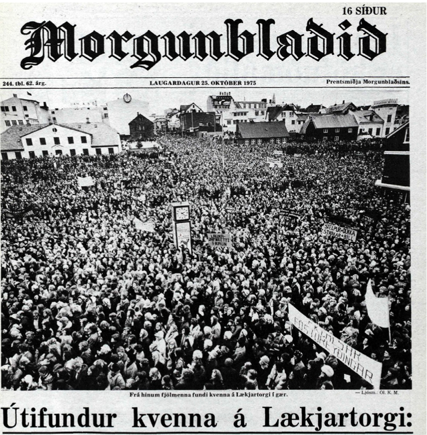Figure 6: The frontpage of Morgunblaðið the day after the first “women’s day off” on 24/10/1975. Source: Icelandic National Library, Morgunblaðið, 25/10/1975, 1. Url: https:// timarit.is/page/1467927?iabr=on (accessed 06/07/2021).